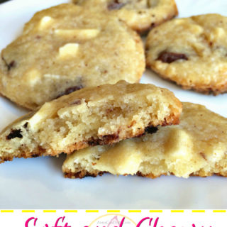 Soft and Chewy Chocolate Chip Cookies - Anna Can Do It! * These Soft and Chewy Chocolate Chip Cookies are causing serious addiction, made with white and dark chocolate. Perfect dessert or snack if you manage to make them without eating the entire bowl of dough!