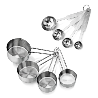 New Star Foodservice 42917 Stainless Steel Measuring Spoons and Measuring Cups Combo, Set of 8
